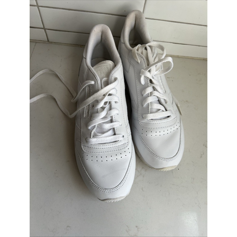 Reebok Classic Leather Triple White Mens Running Walking Shoes 9.5 - Picture 3 of 7